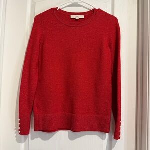 LOFT Vibrant Red Crew Neck Sweater